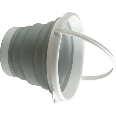 Seau à eau pliable en TPR PP 10L, portable et robuste, pour lavage de voiture et jardin (gris). (1/5)