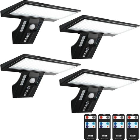 Lumière solaire extérieure murale 90 LED - Détecteur de mouvement, 3 modes IP65, Batterie remplaçable, 4 Paquet (1/5)