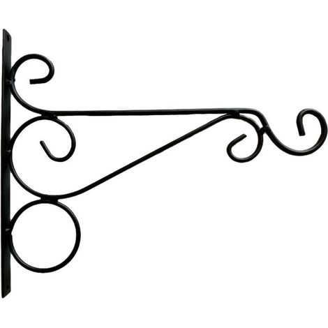 Ensemble de 2 supports de panier suspendus d'extérieur noirs, crochets suspendus pour plantes en fer Vintage, support de jardin mural de 25cm de Long (1/5)
