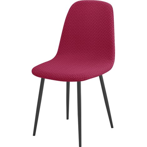 Housse de Chaise Scandinave Extensible Lot de 4 Vin Rouge (1/4)