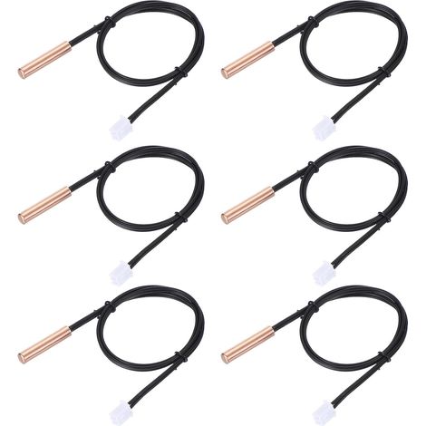15K NTC Capteur de Température, 6 Pcs 15.7 Pouce 1% 3950 Sonde de Température en Cuivre Étanche Numérique Transmetteur de Température Extension pour Climatiseur Réfrigérateur (1/5)