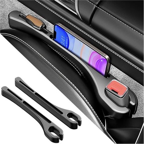 Riempitivo per lo spazio tra i sedili dell'auto con supporto per cellulare, accessorio per auto in 2 pezzi per maggiore sicurezza e comfort (1/5)