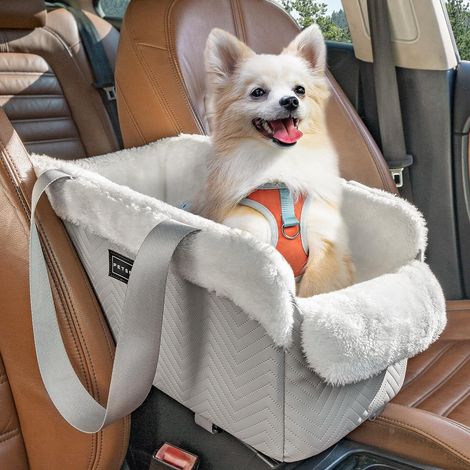 Siège de Voiture pour Chien Console Centrale Panier Transport Chien Chat Chatons Petit Chien Moins de 4kg Gris Voyage en Voiture (1/5)