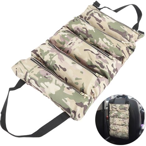 Sacoche de rangement multifonctionnelle en toile, portable et suspendue, idéale pour les voyages et les outils de voiture. (1/5)