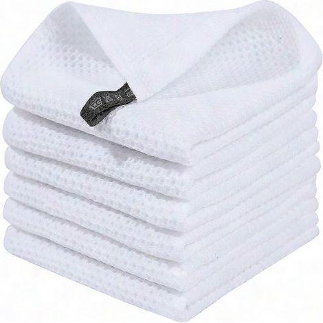 Lot de 6 torchons de cuisine en coton pur éponge, chiffon vaisselle avec passant suspendu (1/5)