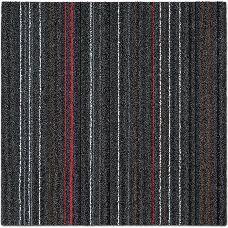 Dalles de moquette Autoportantes finement rayées Warsaw Anthracite 50 x 50 cm (1/5)