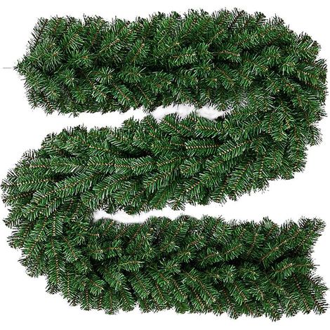 Guirlande Sapin Artificiel, 270cm Couronnes et Guirlandes de Noël Artificiel avec, Guirlande Sapin de Décorations de Noël, pour Chambre Porte Mur Fenêtre Escalier Cheminée，220