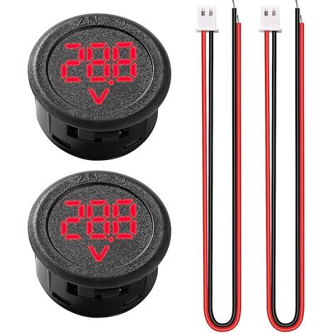 2 Pièces 5V-100V Voiture DC Numérique LED Voltmètre Affichage, Voltmètre Circulaire à Deux Fils, avec Protection Anti-connexion, pour Moto Bateau Camion, Rouge (1/5)
