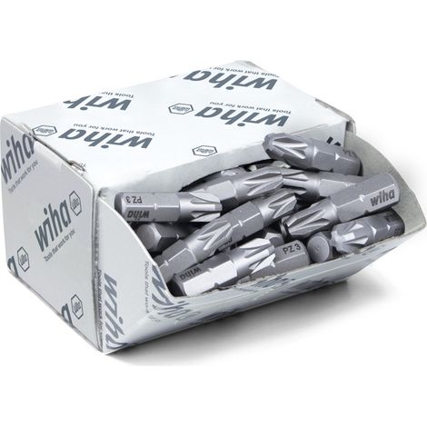 Wiha Boites d'embouts Standard 25 mm Pozidriv (PZ3) 50 pcs 1/4" C6,3 en assortiment (08058)