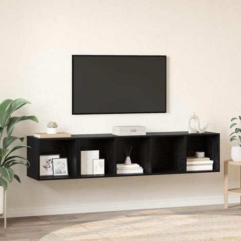 TV-Schrank Set 2 pcs Schwarz Eichen-Optik Holzwerkstoff