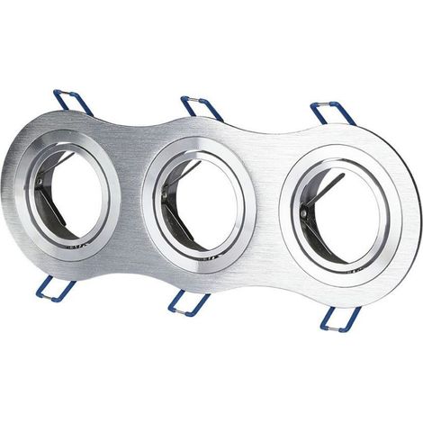 Support de spot encastré triple LED V-TAC rond 3 x GU10 en aluminium brossé réglable (1/5)
