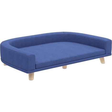 Lit pour chien surélevé avec coussin rembourré, structure en bois de pin, 98 x 67 x 25 cm, bleu, pour grand chien jusqu’à 30 kg, idéal pour le salon  CHICFURN (1/5)