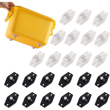 24 ruedas pequeñas para muebles, ruedas adhesivas pequeñas, ruedas silenciosas para muebles en blanco y negro, mini ruedas para artículos pequeños del hogar (1/5)