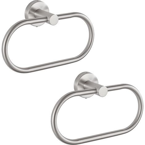 Set mit 2 Handtuchringen aus gebürstetem Nickel – Moderne Wandmontage aus Edelstahl – Badezimmeraccessoires