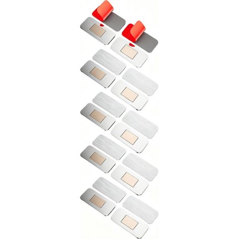 Loquet de porte d'armoire magnétique en acier inoxydable, 10 pièces, aimants de cuisine avec ruban adhésif Double face pour chambre à coucher, salle de bains, argent (1/5)