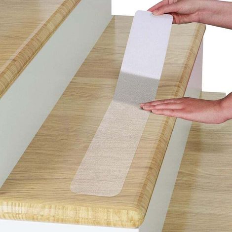 Striscia antiscivolo per scale, 6010 cm, 15 pezzi, nastro adesivo antiscivolo trasparente, nastro antiscivolo per trazione, impermeabile e antiscivolo, per uso interno/esterno, trasparente - Crezuo (1/4)