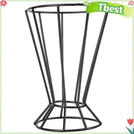 Tbest Stand de plantes Support à plantes géométrique en forme de tour Enneagon en fer, support à fleurs, piscine gazon Noire (1/5)