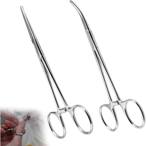 2 Types de Pinces en Acier Inoxydable - Piercing, Clamper, Ciseaux Biseautés, Multifonctions pour Bricolage et Soins Animaliers (12.5cm) (1/5)