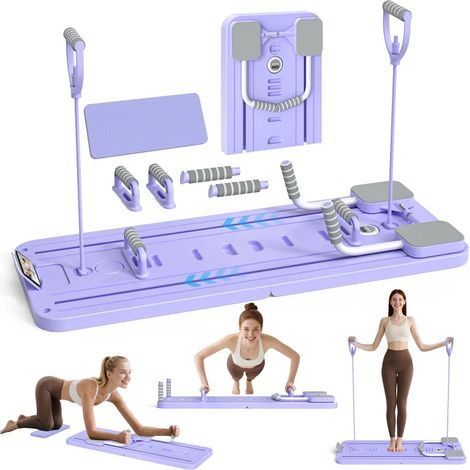 Équipement de Pilates à domicile neuf : Planche abdominale pliable 4 en 1, appareil de Pilates à rebond automatique, équipement d'entraînement complet (1/5)