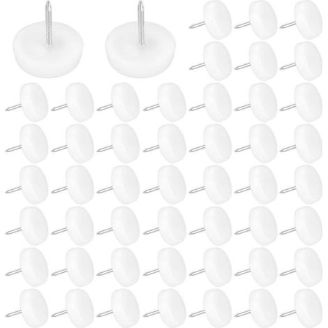 50 PCS Patins à Clouer en Résine Robuste Protege Pied de Chaise Durable Forme ronde Patin Glisseur à Clouer Anti-vibration pour Chaise Tableau Bureau Salon Chambre Etude - Blanc (1/5)