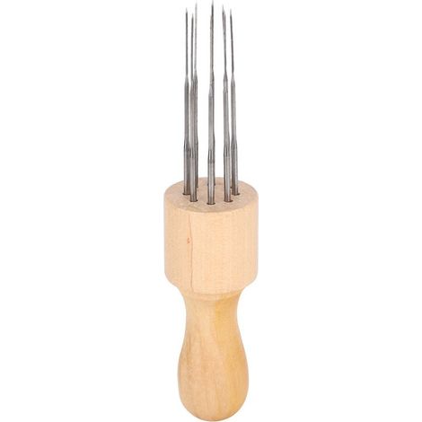 Lot professionnel 8 aiguilles à feutrer laine, outil portable avec manche en bois, aiguilles DIY pour feutrage. (1/5)