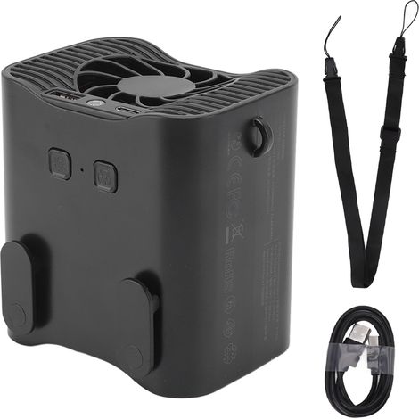 Wiederaufladbarer Gürtelventilator mit 3 Geschwindigkeitsstufen, LED-Licht und Zusatzakku für Wandern, Camping und Reisen (1/5)