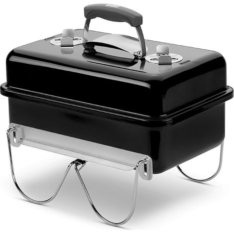 Weber – Barbecue à charbon Go-Anywhere – Surface de cuisson 40,5 x 25,5 cm – Acier émaillé résistant à la rouille – 6,8 kg, compact et portable