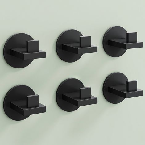 Mai & Mai Kleiderhaken 6 Stück Wandgarderobe Wandhaken aus Edelstahl Garderobenleiste Garderobenhaken 8cm Matt schwarz Stalo-08 (1/5)