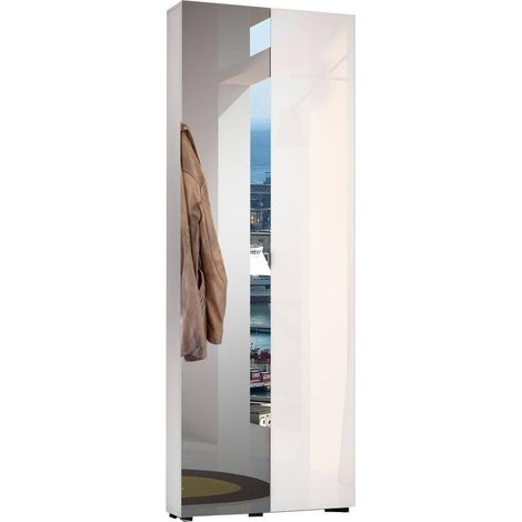 Armadio Multiuso 2 Ante Crisocolla, 11 Ripiani, 12 Vani Made in Italy, 19x200h cm Bianco Lucido