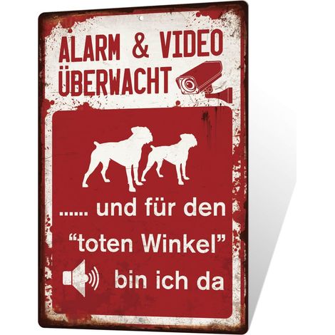 Panneau d'avertissement Plaque en tôle d'avertissement chien Panneau de sécurité pour la maison et le terrain 30 x 20 cm (1/5)