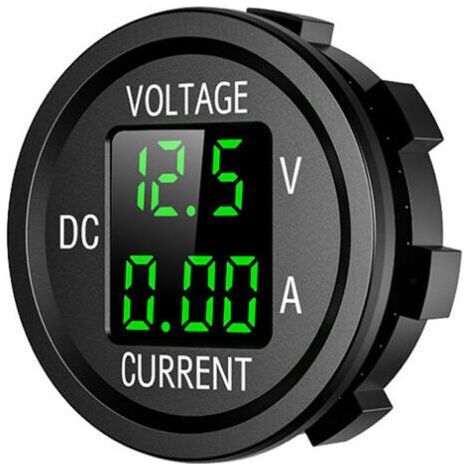 12V Moto Voltmètre Numérique LED étanche,6V-48V DC Voltmètre Courant pour Voitures Motos Camions Bateaux Yachts(Vert) (1/4)