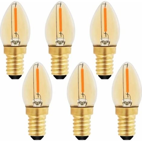 C7 Ampoule Bougie LED E14 Vintage Edison 0.5W quivalent 5W Ambre 2200K Blanc Chaud Non Dimmable Lot de 6 ODIPIE (1/4)