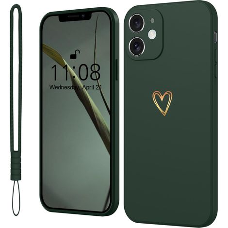 FUNDA PARA APPLE IPHONE 12 CARCASA TRASERA VERDE BOTELLA CORAZÓN DORADO (1/5)