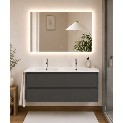 Mueble de baño con lavabo ORIGENBATH IBIZA sin espejo 120x45 cm 2 senos grafito
