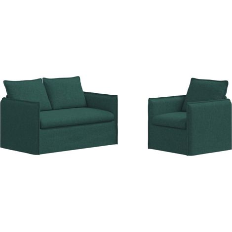 Ensemble de Canapés 2 pcs  Salon de jardin Vert foncé 136 x 82 x 85 cm Tissu