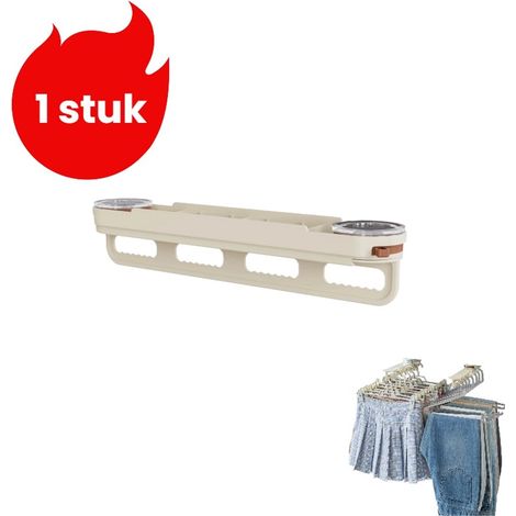 Porte pantalons extensible à ventouse avec fixation sans perçage couleur crème (1/5)