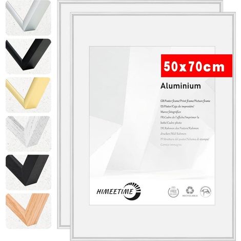 Bilderrahmen 50x70 Metall Fotorahmen Poster Alu Silber 50x70cm 2x (1/5)