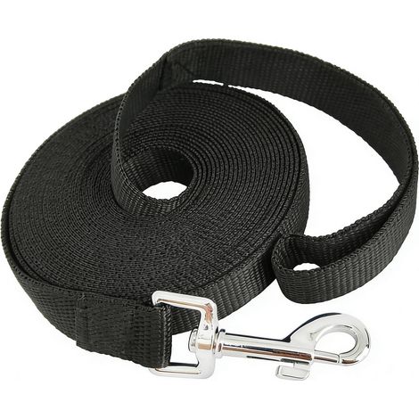 1 Laisse de Dressage pour Chien de 3 m (10 pi), en Sangle de Nylon, pour Chiots, Chiens de Petite, Moyenne et Grande Taille, pour Le Rappel. (Noir) (1/5)
