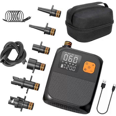Pompe à air sans fil SUP 8000 mAh avec écran tactile, gonfleur électrique portable à double étage pour kayaks, planches à voile et SUP, compresseur d'air