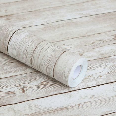 Wood Grain Look Self Adhesive Vinyl Cladding for Kitchen Countertops, Cupboards, Drawers, Walls, Crafts (45m x 10m, Light Brown) (1/5)