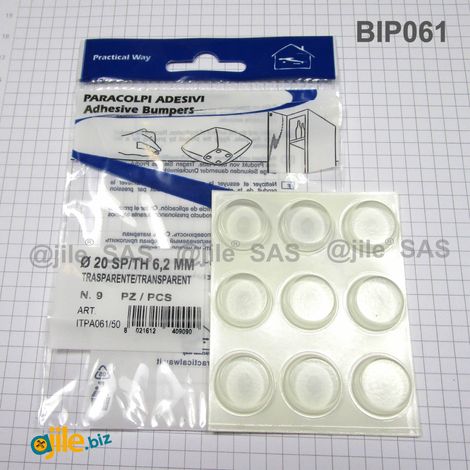 Ajile - Pied Adhésif Couronne Transparent Diamètre 22 mm Hauteur 10 mm x 9 pièces