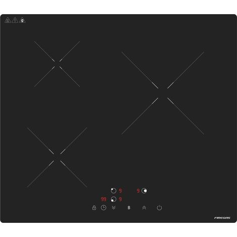 Plaque Induction FIREGAS 60 cm – 3 Foyers, 7400 W, Chauffage Rapide, Design Moderne, Haute Performance
