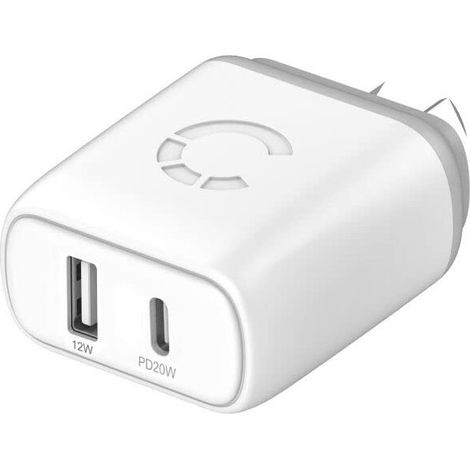 Cygnett PowerPlus Caricatore da Muro 45W Dual Port USB-C USB-A GaN Bianco Spina EU