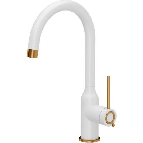 Quadron Ingrid grifo cocina blanco mate acabado cobre