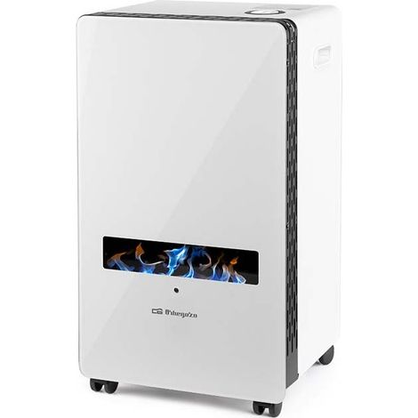 Stufa con tecnologia Orbegozo fiamma blu, frontale in vetro temperato, adatta per gas butano e/o propano [Classe energetica A].