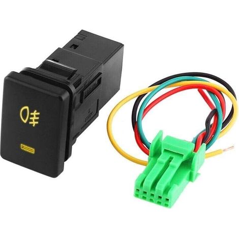 DC 12V 4 fils Interrupteur de brouillard de voiture, interrupteur antibrouillard bouton marche-arrêt pour Camry/Yaris/Highlander/Prius/Ralink/Corolla A