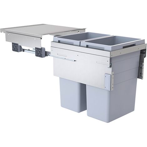 Poubelle de cuisine tri sélectif 2 bacs encastrable 80L (38+38) Hailo Euro Cargo 500 (1/4)