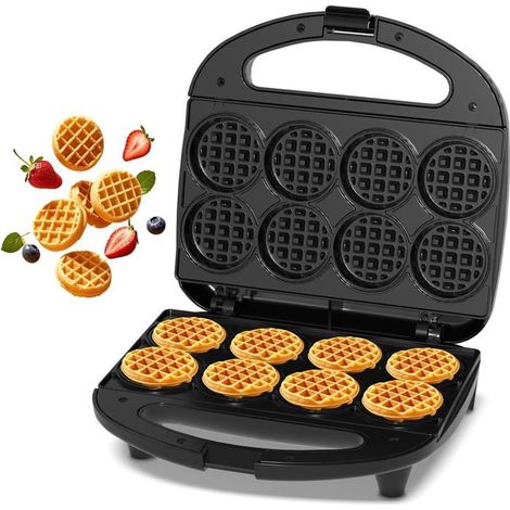 Mini piastra per waffle ABS07-C. 750 W. 8 waffle da 5 cm. nera