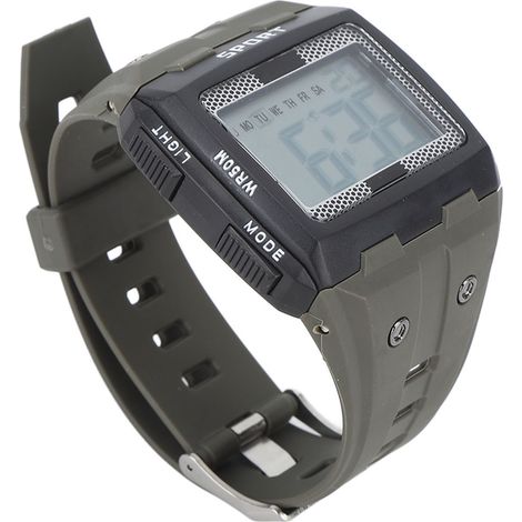 Montre de sport pour homme, étanche, grand écran, chronographe portable pour activités de plein air comme l'escalade et le camping (vert). (1/5)