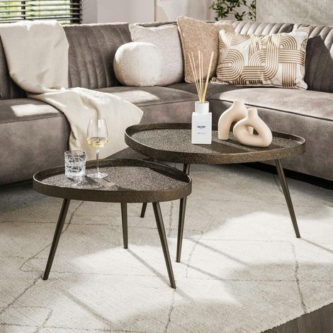 Table de salon vintage forme galet (lot de 2) RALF (1/5)